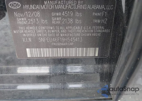 2009 Hyundai Sonata Limited V6 из США, поврежденный, VIN 5NPEU46F19H545413